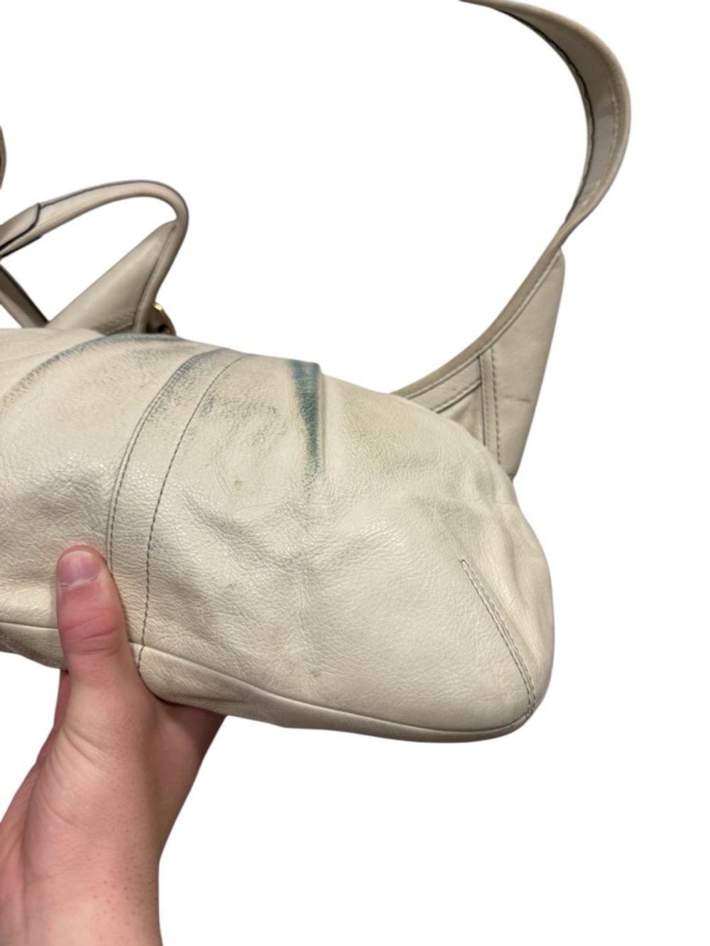 Vintage Coach Ergo Cream White Leather Crossbody Adjustable Bag Y2K Luxury - Picture 9 of 11